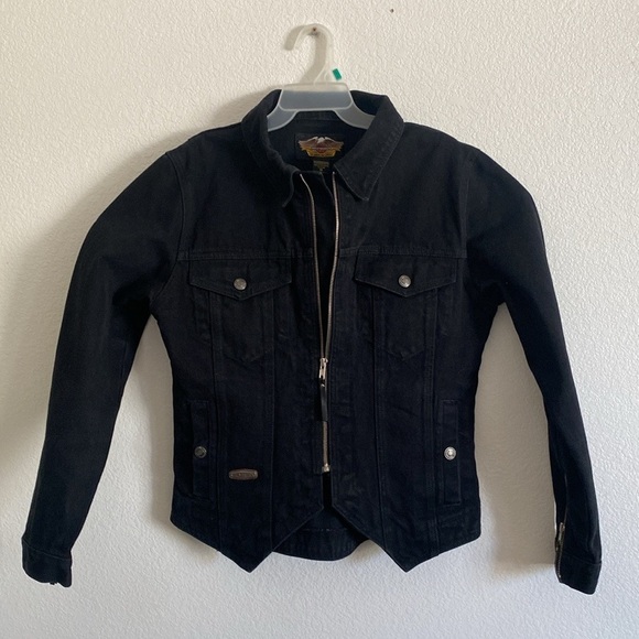 Harley Davidson Women’s Black Denim Jacket Size M - Picture 5 of 7